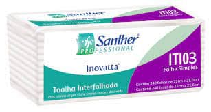 Toalha de papel 22 x 21,4 cm branca 2 dobras folha tripla Inovatta