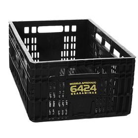 Caixa plastica 58x37x22 6424 sem tampa gradeada preta gp