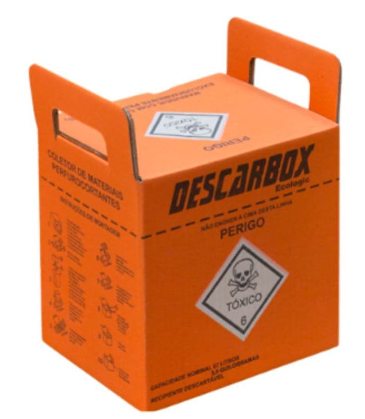 Coletor material perfurocortante 03 litros laranja descarbox - caixa papelao
