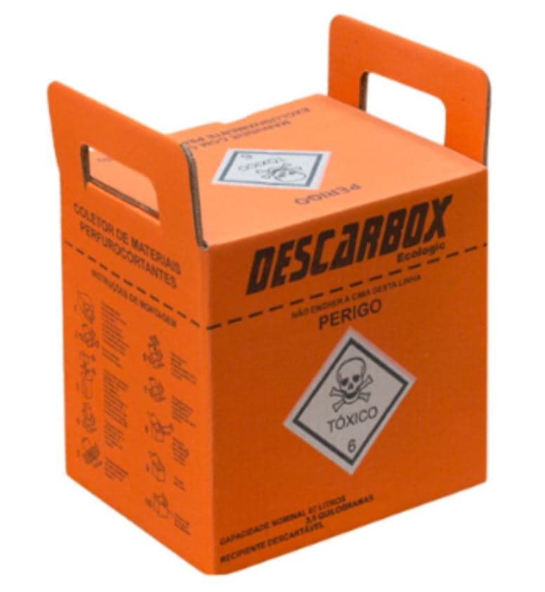 Coletor material perfurocortante 13 litros laranja descarbox - caixa papelao