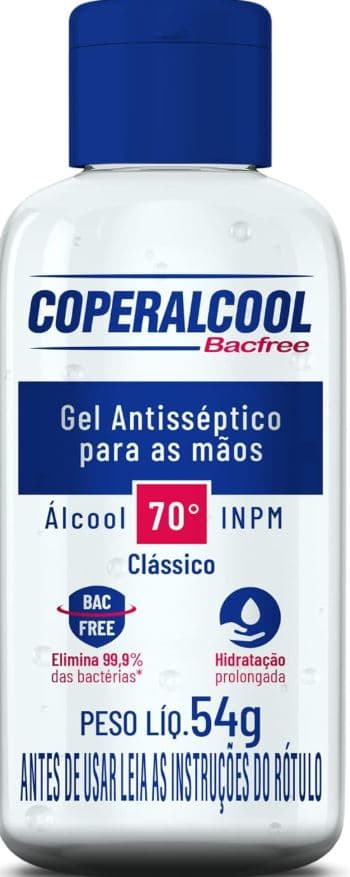 Alcool gel 70 classico 54 gramas coperalcool bacfree