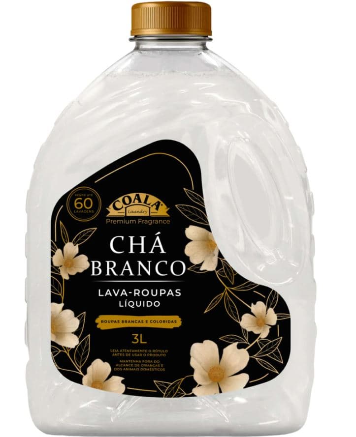 Lava roupa liquido 03 litros cha branco laundry coala