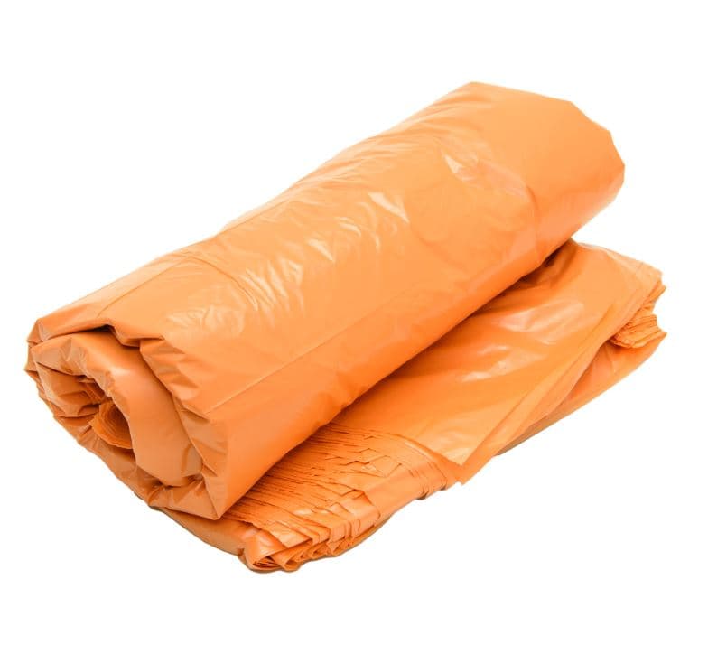 Saco lixo 200 litros cor laranja 115 cm x 125 cm x 010 micras pacote com 25 unidades
