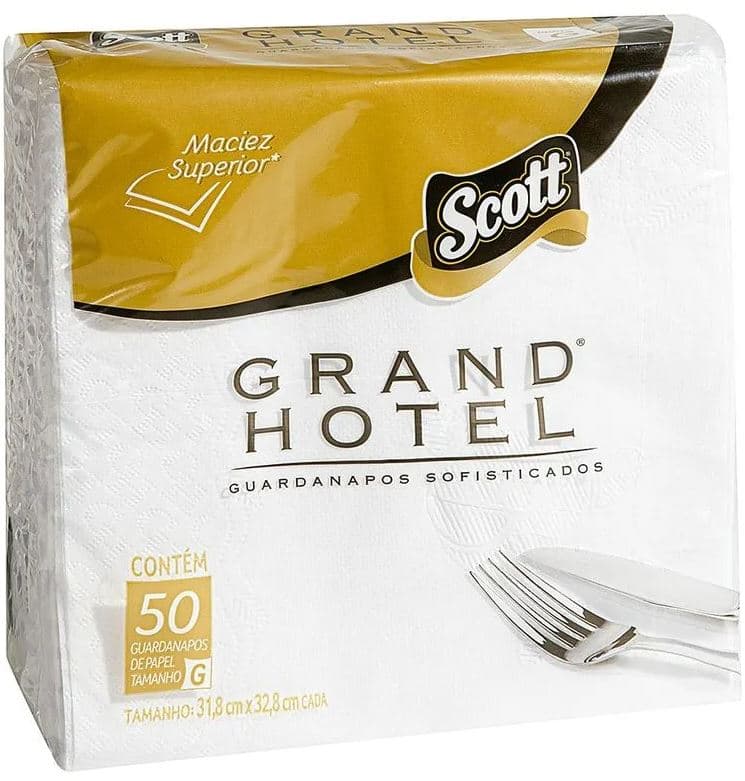 Guardanapo papel 31,8  x 32,8 centimetros  folha dupla grand hotel pacote com 50 unidades e  caixa com 3600 unidades