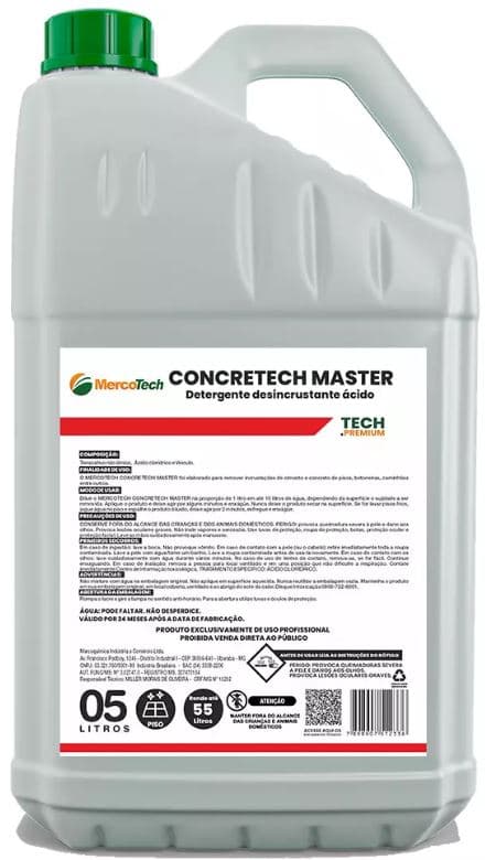 Detergente desincrustante concretech master 05 litros mercotech