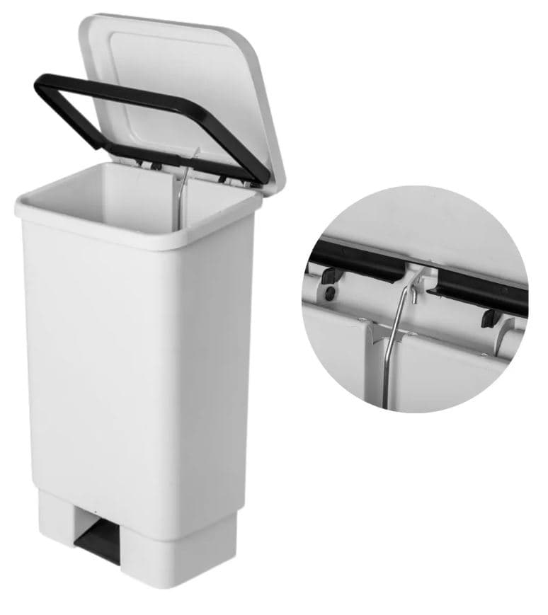 Lixeira 100 litros retangular branca com pedal Plestin