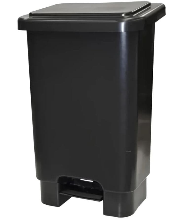 Lixeira 100 litros retangular preta com pedal Plestin