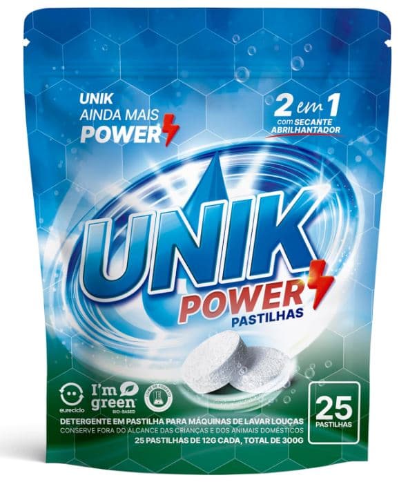 Detergente unik power em pastilha 25X12GRS