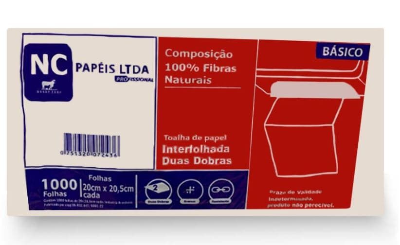 Toalha de papel 20x20,5 2D branca nc basico fardo com 1000 folhas