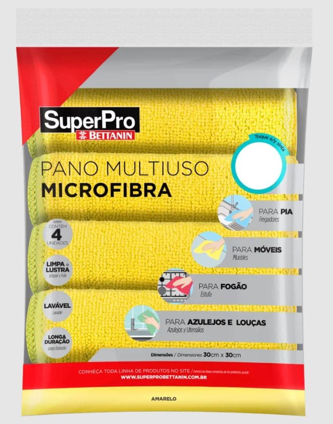Pano microfibra multiuso amarelo SP9324AM superpro