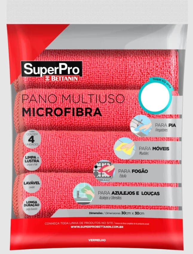Pano microfibra multiuso vermelho SP9324VR superpro