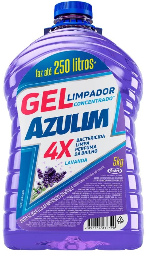 Limpador em gel 5 litros lavanda Azulim.