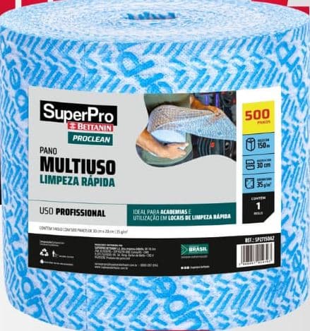 Pano multiuso 20 cm largura x 150 metros com picote azul Proclean.