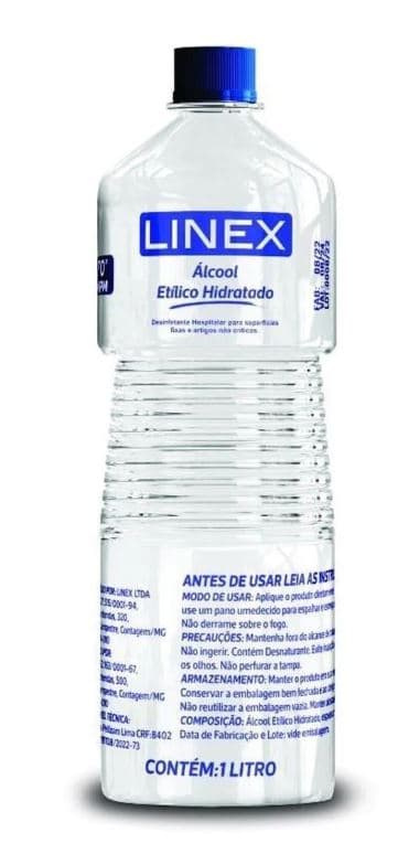 Alcool 01 litro 70 linex caixa com 12 unidades